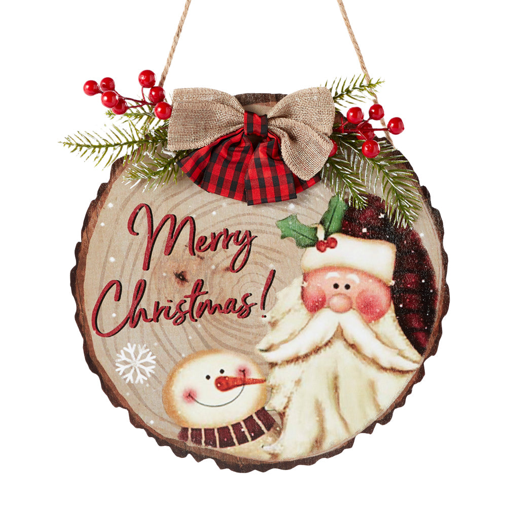 Christmas Welcome Sign for Front Door Wood Farmhouse Wreath Porch Decor Hanging Decoration Gifts