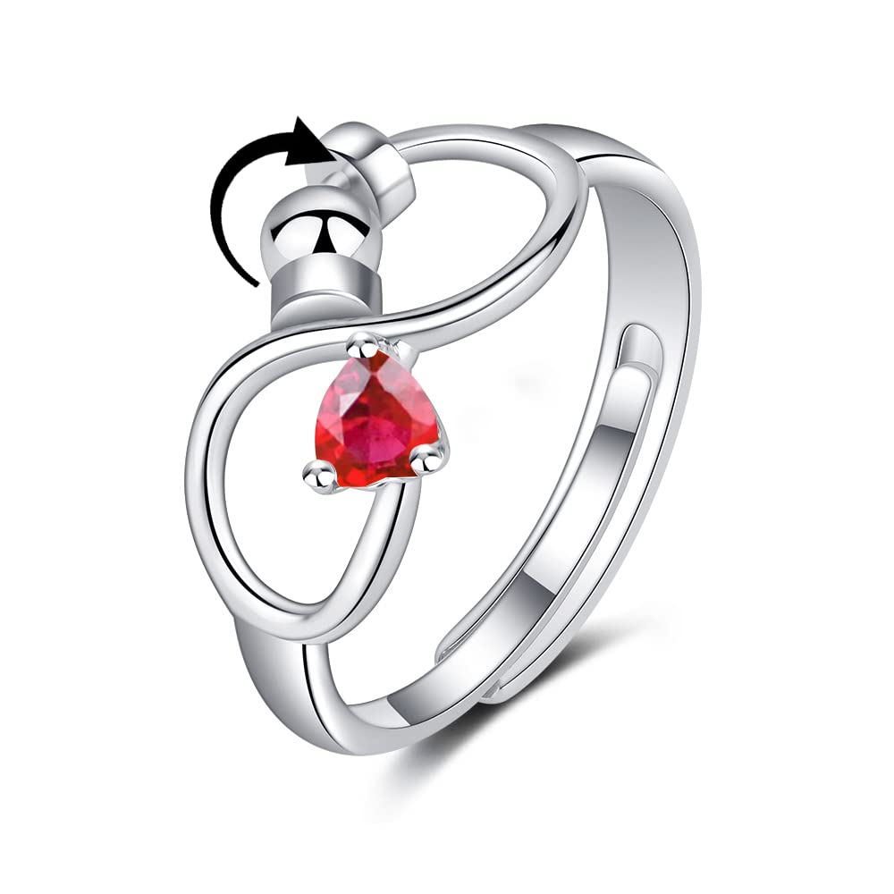 Adjustable Rotating Birthstone Fidget Ring for Women – Anxiety Relief Spinner Ring Birthday Gift — product image