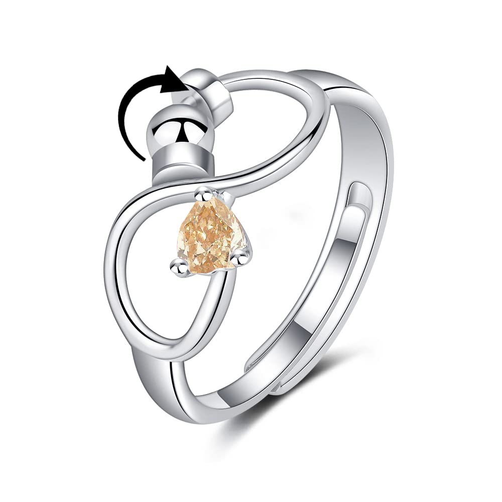 Adjustable Rotating Birthstone Fidget Ring for Women – Anxiety Relief Spinner Ring Birthday Gift — product image 13