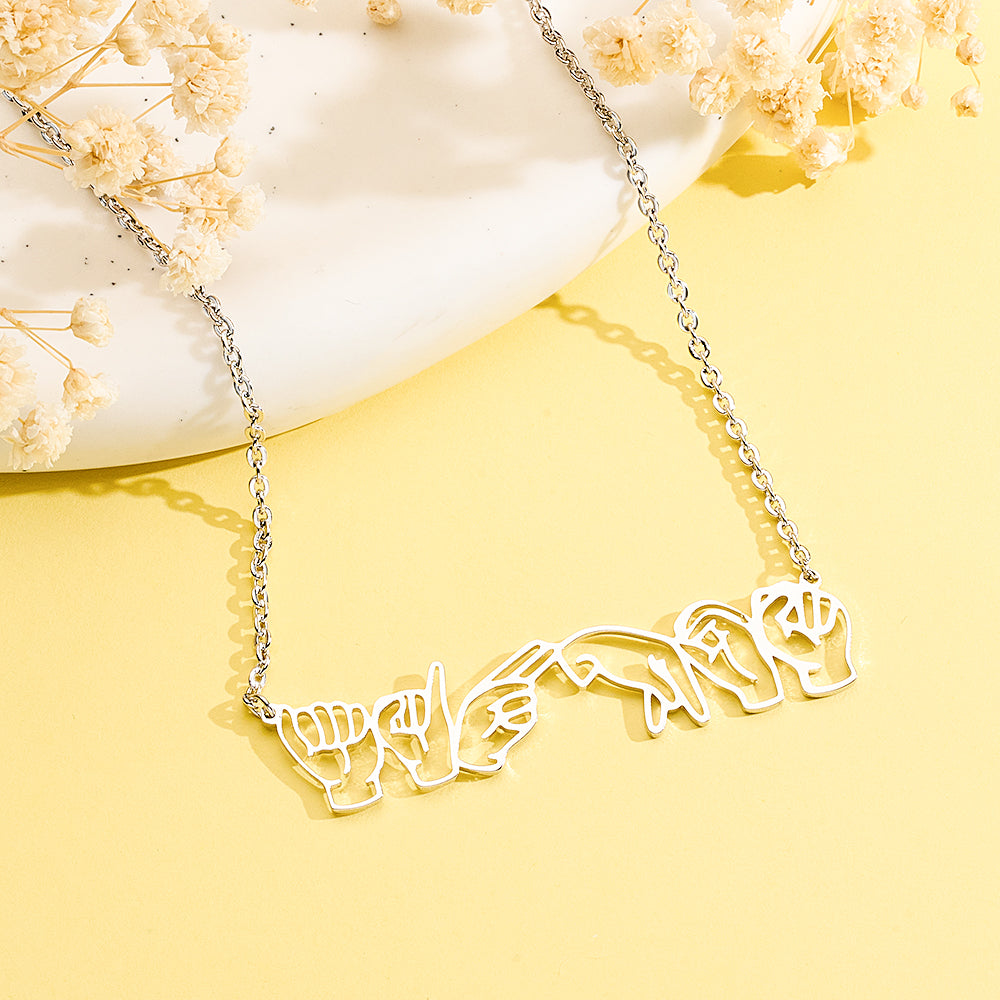 Personalized American Sign Language Necklace Gift for Hearing Impairment ASL Interpreter Teacher — product image 3