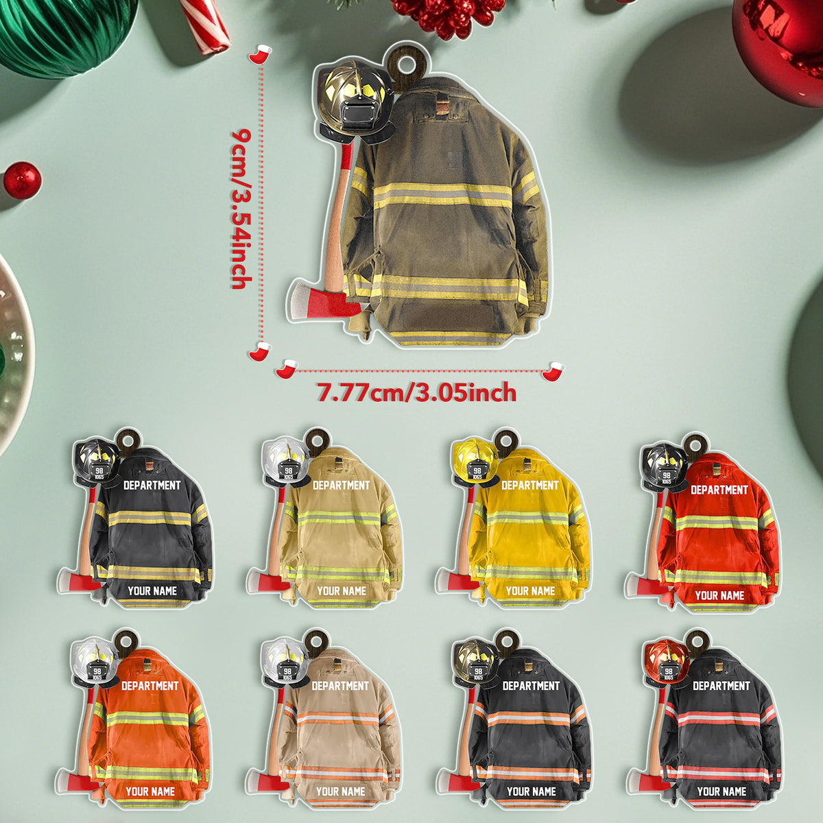 Personalized Firefighter Helmet Armor Ornament with Name Christmas Ornaments Gifts for Fireman — product image 4