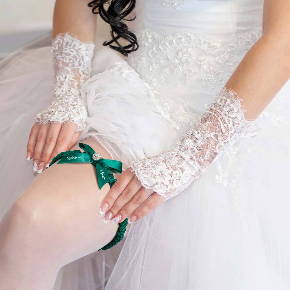 Personalized Bridal Garter Set With White Lace You're Next Bridal Garter Set Gift for Bride — product image 4
