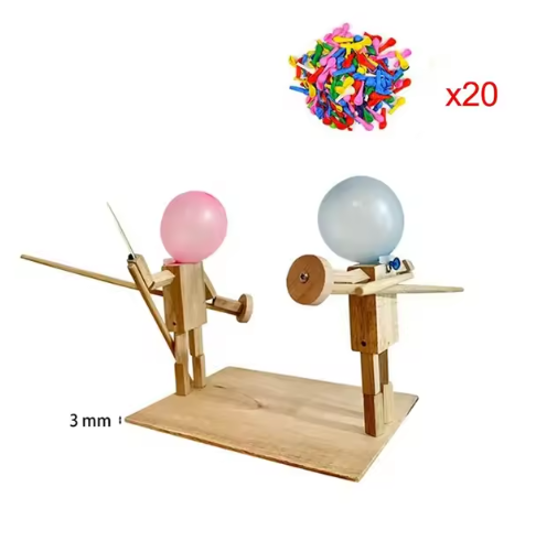 Handmade Balloon Heads Wooden Fighter Puppets — product image 6