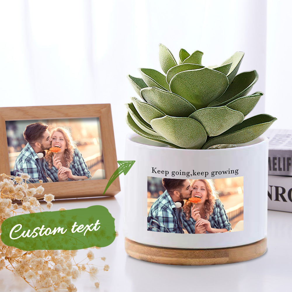 Custom Photo Flower Planter Pot Personalized Ceramic Succulent Plant Pot — product image