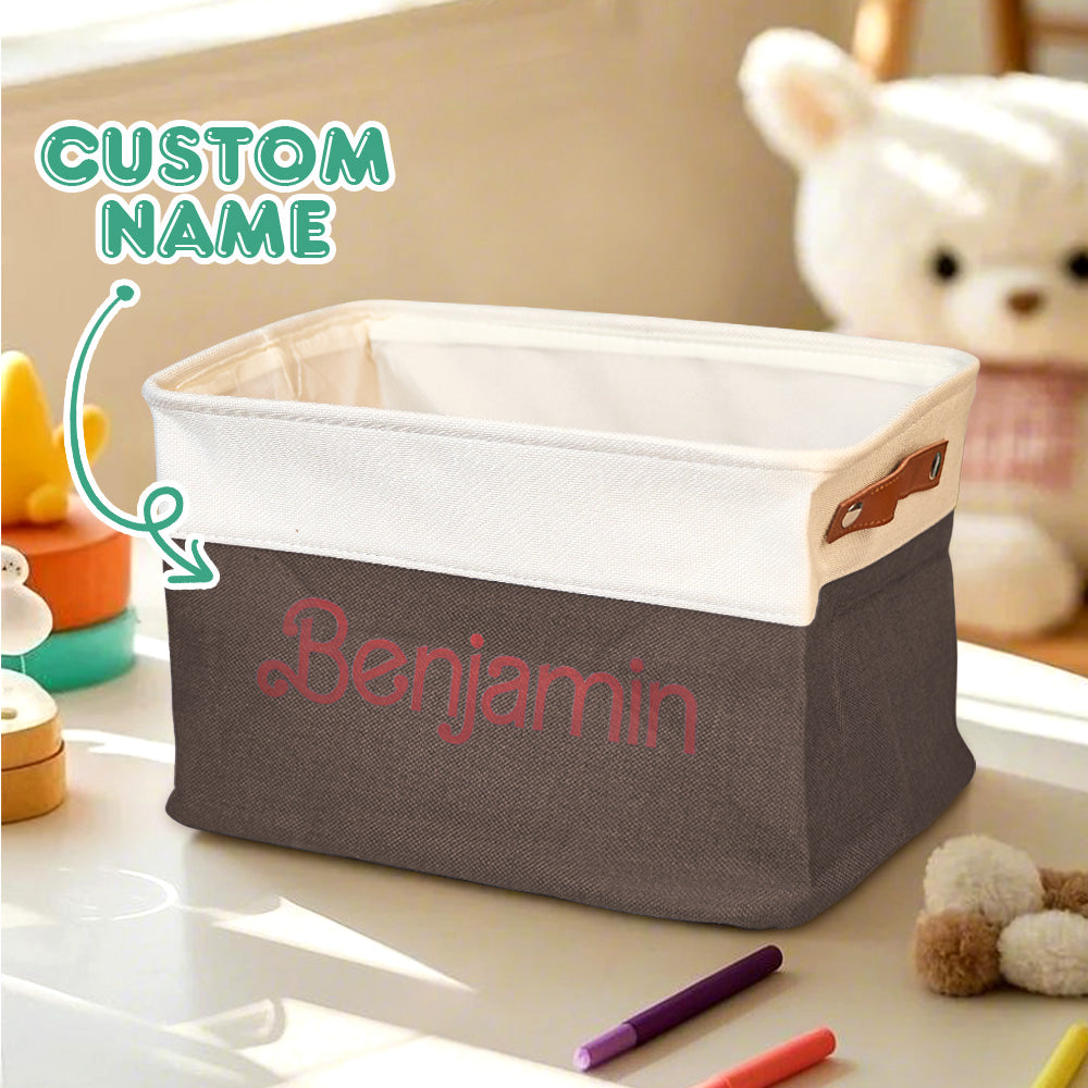 Personalized Storage Basket with Name Toy Bin Linen Organizer Gifts for Children — product image 4