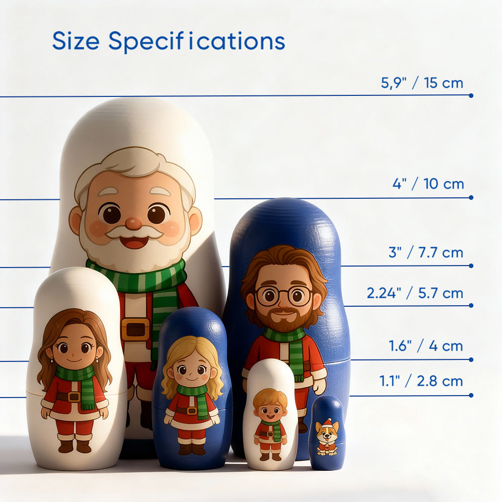 Personalized Family Portrait Nesting Doll with Box Custom Photo into Cartoon Style Preview Christmas Gift — product image 11
