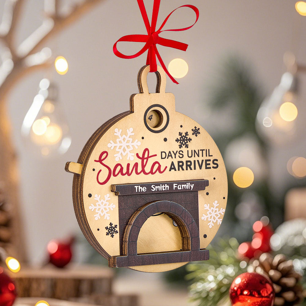 Personalized Christmas Santa in Fireplace Countdown Ornament Days Till Christmas Ornament — product image 3