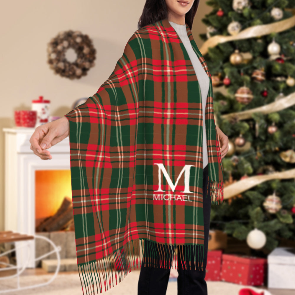 Custom Initial Name Fringe Scarf Persoalized Winter Scarves — product image 5