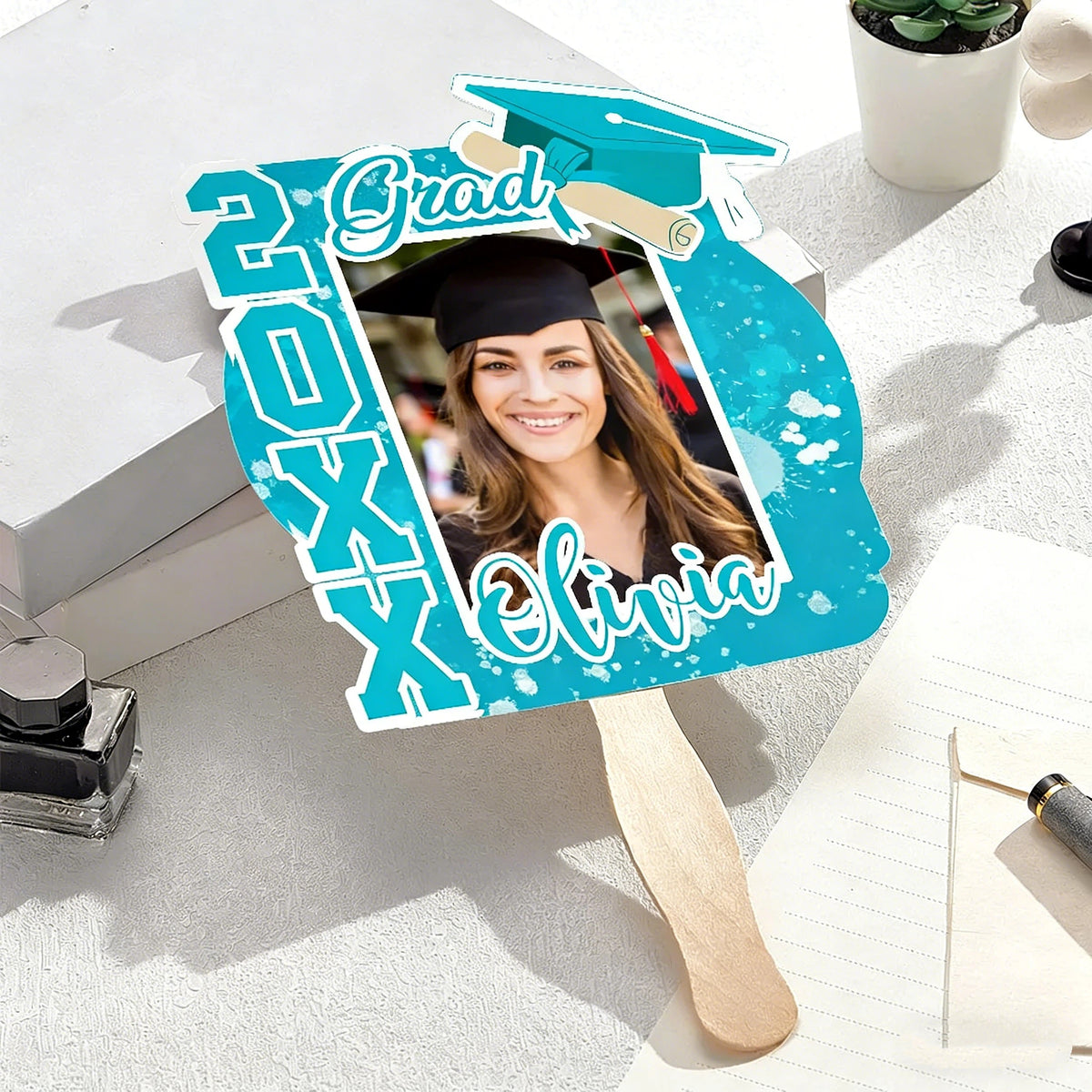 2026 Personalized Multicolor Grad Graduation Photo Fan with Name Photo Props Graduation Gift for Graduate — product image 14