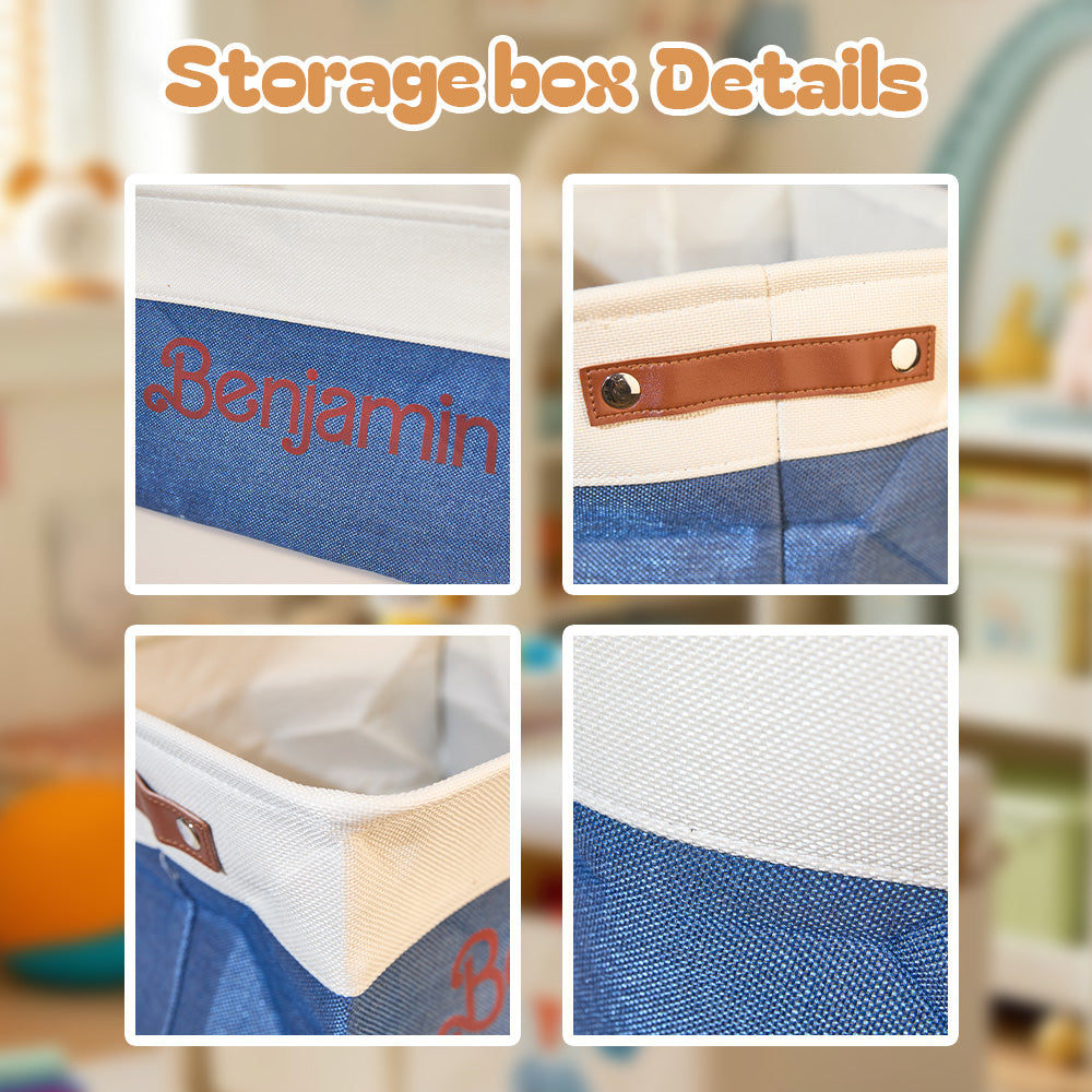 Personalized Storage Basket with Name Toy Bin Linen Organizer Gifts for Children — product image 11