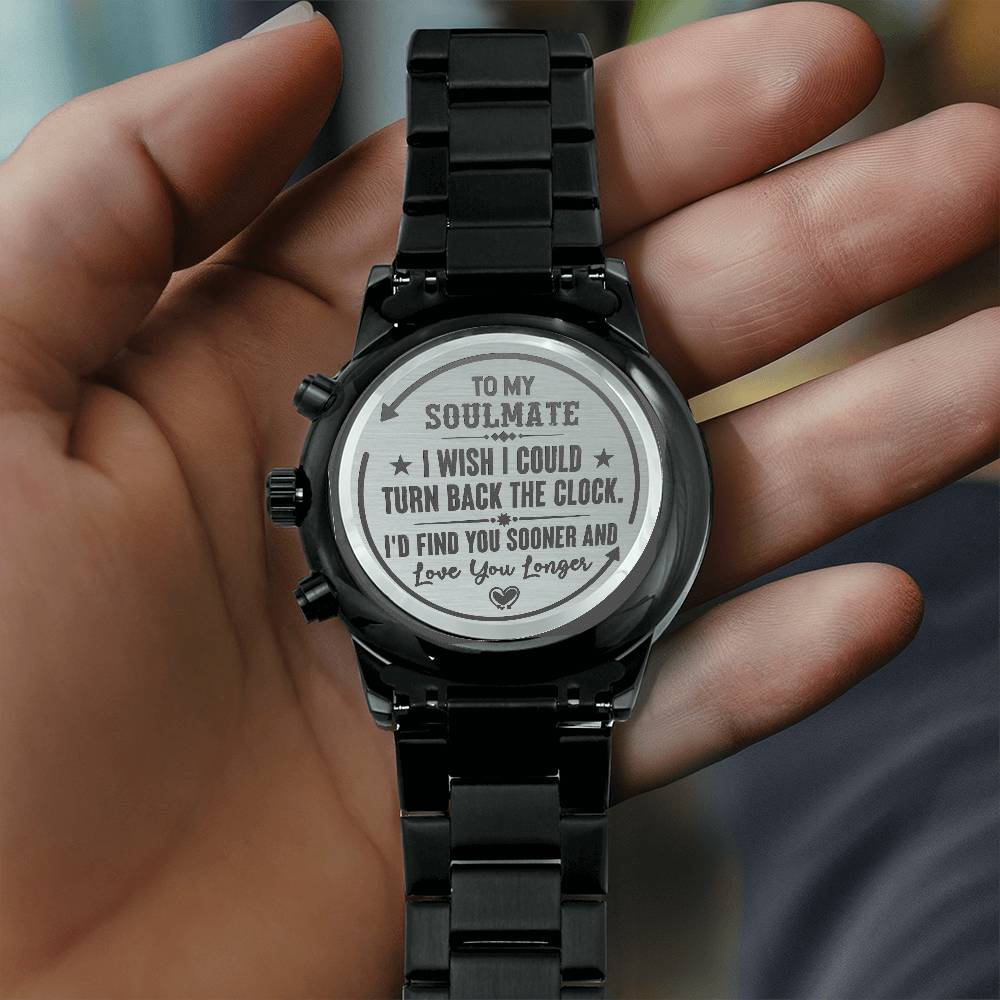 To My Soulmate Turn Back the Clock (Charcoal Black) – Men's Watch — product image 4