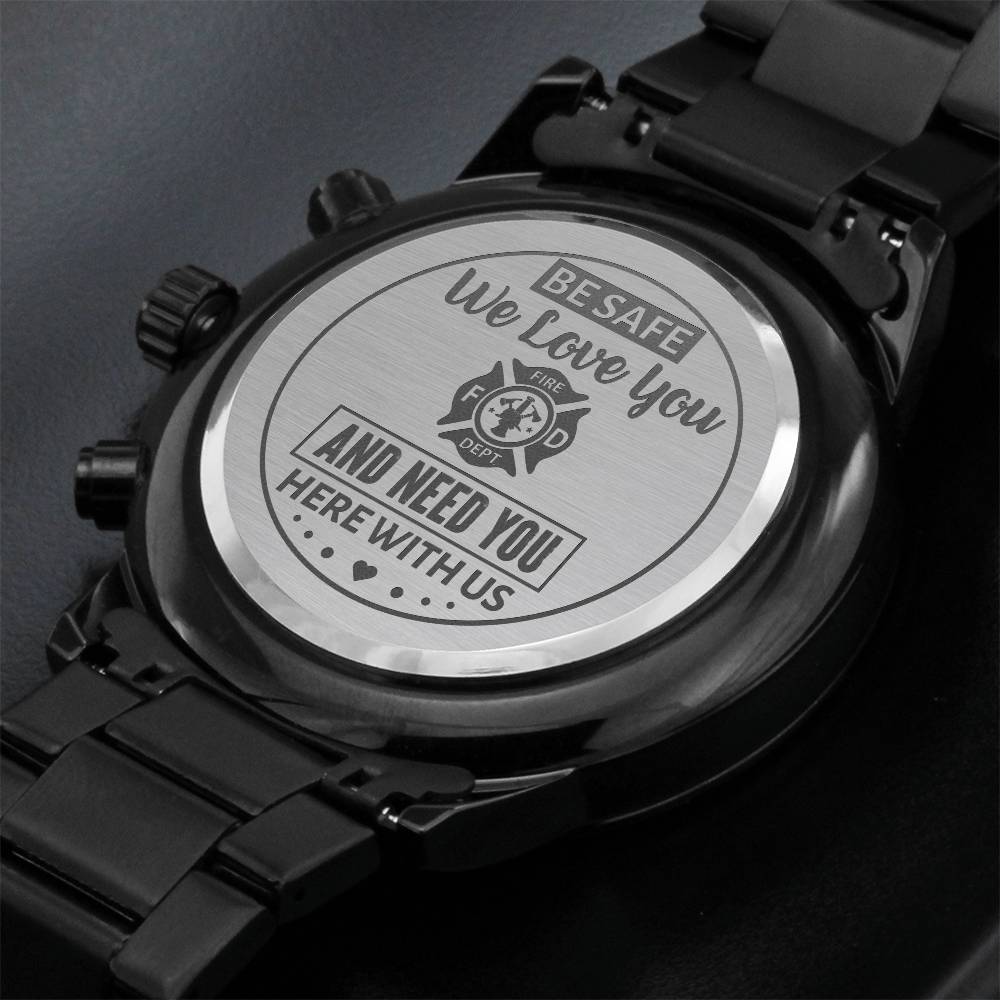 To My Firefighter Husband Need You Here With Us (Charcoal Black) – Men's Watch — product image 2