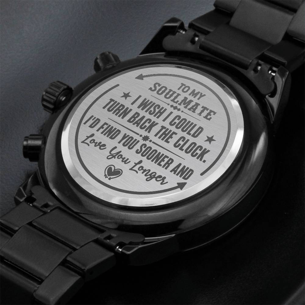 To My Soulmate Turn Back the Clock (Charcoal Black) – Men's Watch — product image 2