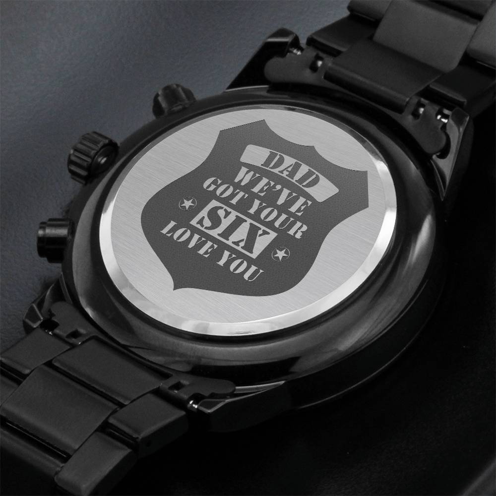 Engraved Watch We've Got Your Six (Charcoal Black) – Men's Watch — product image 2