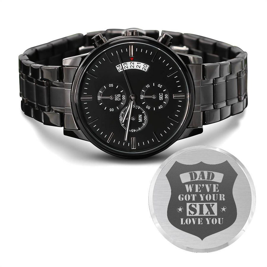 Engraved Watch We've Got Your Six (Charcoal Black) – Men's Watch — product image