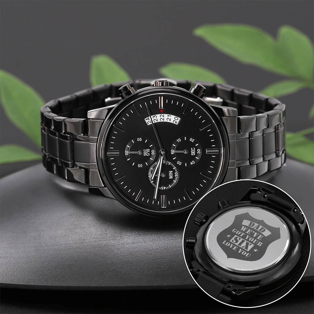 Engraved Watch We've Got Your Six (Charcoal Black) – Men's Watch — product image 3