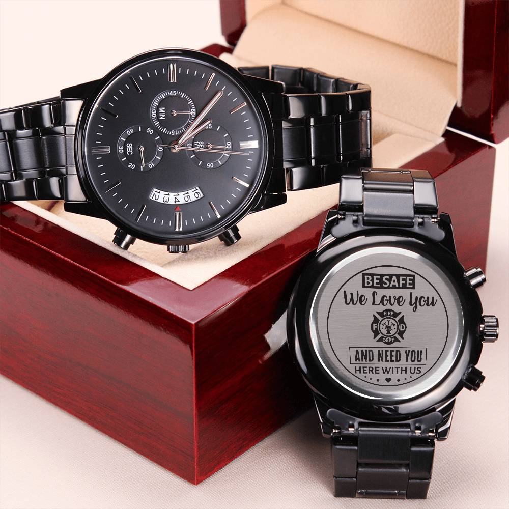 To My Firefighter Husband Need You Here With Us (Charcoal Black) – Men's Watch — product image 10