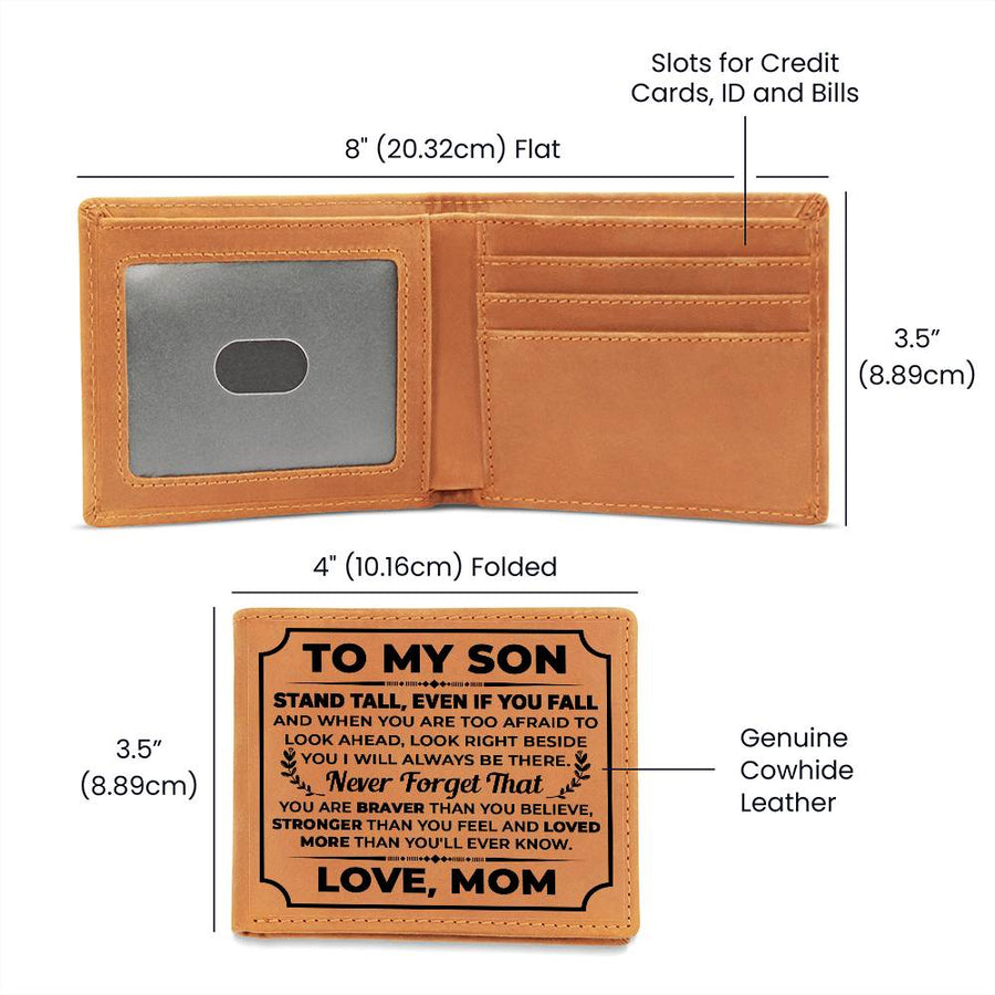 To My Son Stand Tall (Black) – Leather Wallet — product image