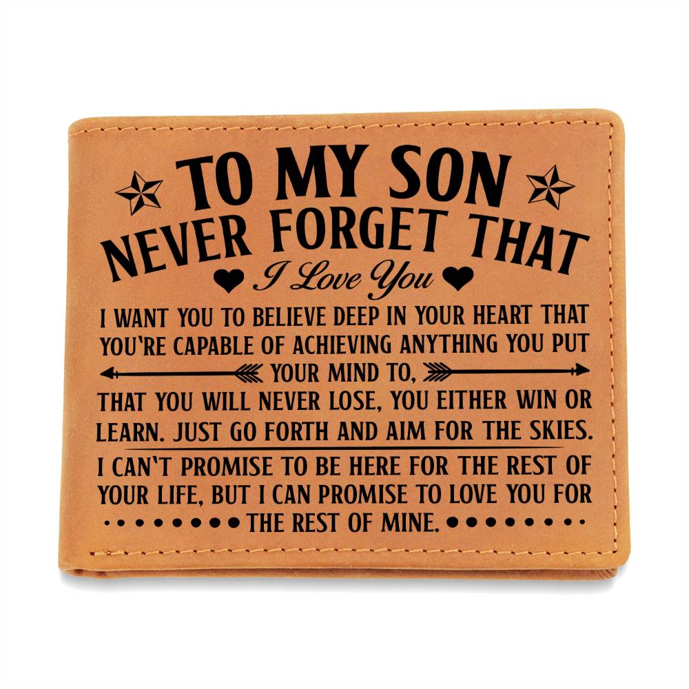 To My Son Skies (Black) – Leather Wallet — product image