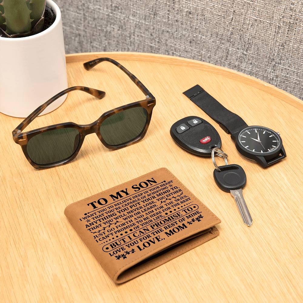 To My Son Promise (Black) – Leather Wallet — product image 2