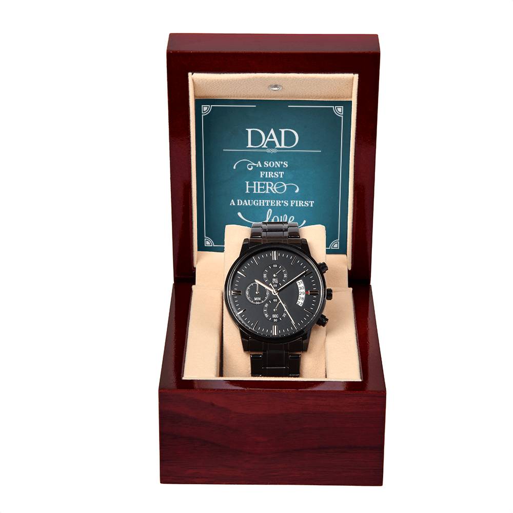 A Son's First Hero - Black Chronograph Watch — product image