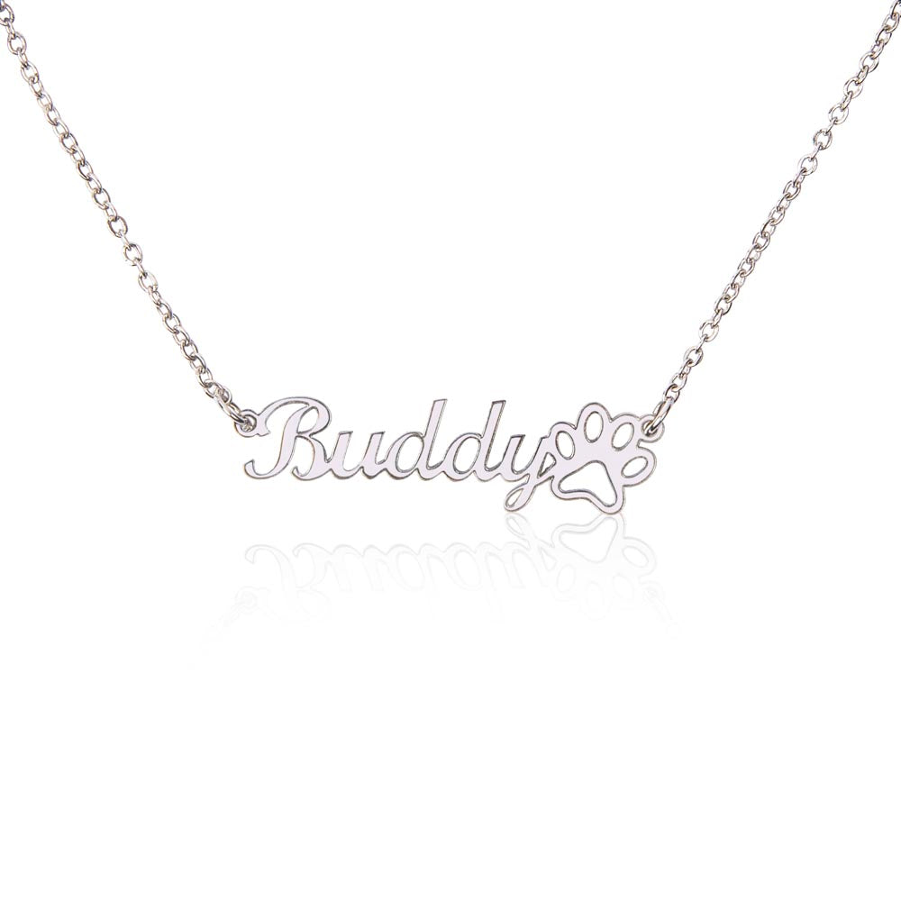 Classic Paw Print Name Necklace — product image