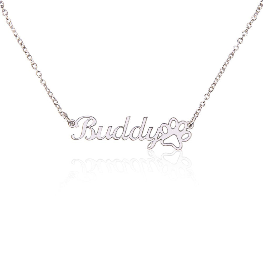 Classic Paw Print Name Necklace — product image