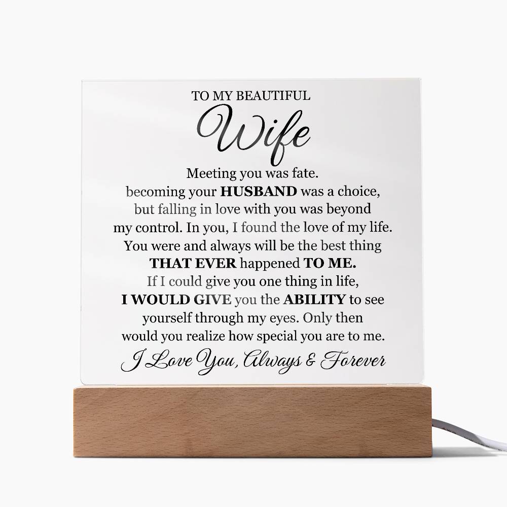 To My Beautiful Wife (Printed) – Acrylic Square — product image