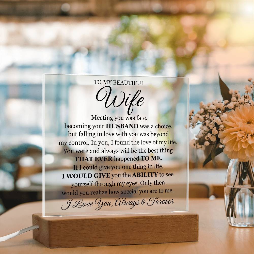 To My Beautiful Wife (Printed) – Acrylic Square — product image 2