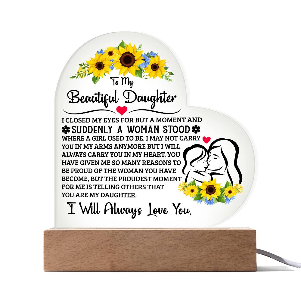 To My Daughter Proud – Acrylic Heart Plaque — product image