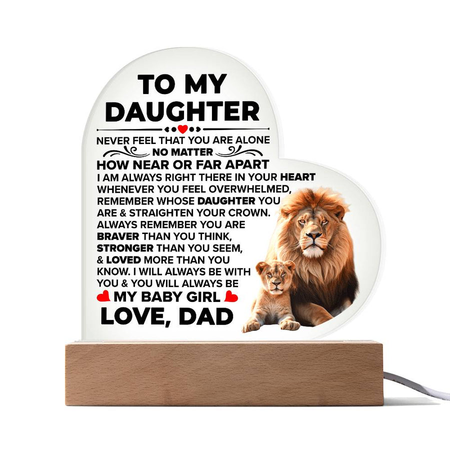 To My Daughter Braver – Acrylic Heart Plaque — product image