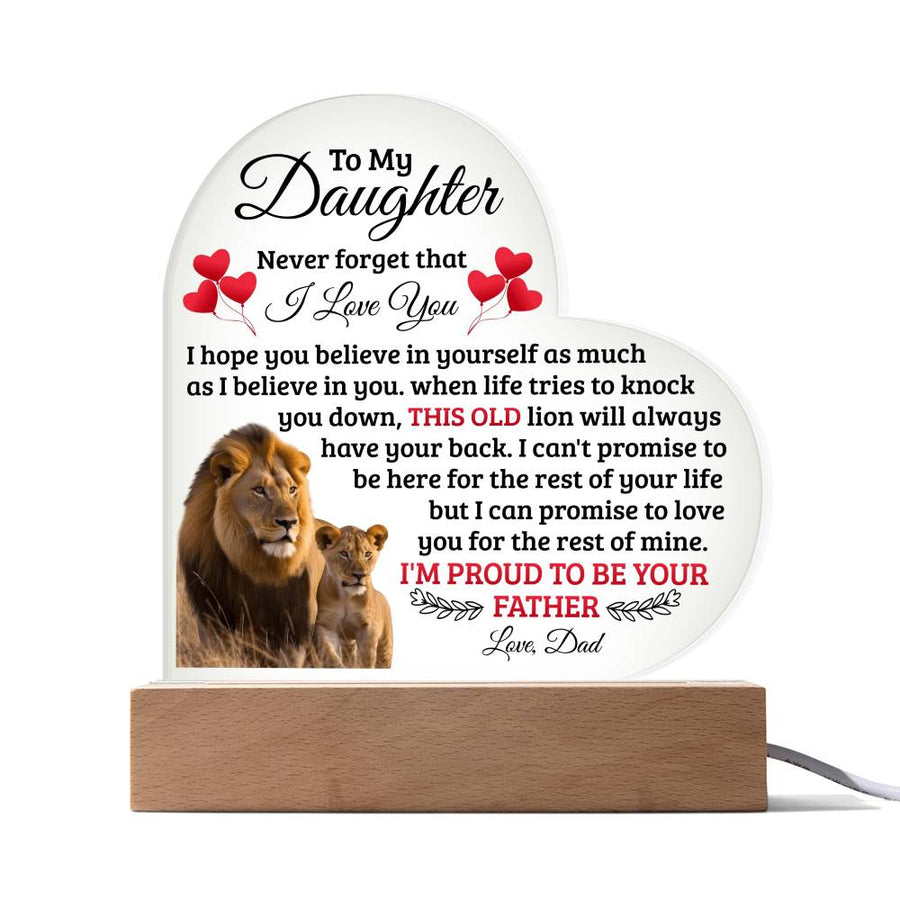 To My Daughter Old Lion – Acrylic Heart Plaque — product image