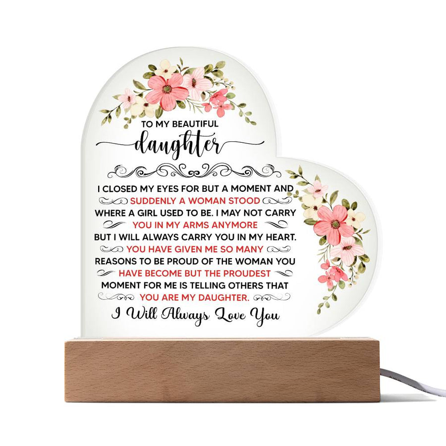 To My Beautiful Daughter – Acrylic Heart Plaque — product image