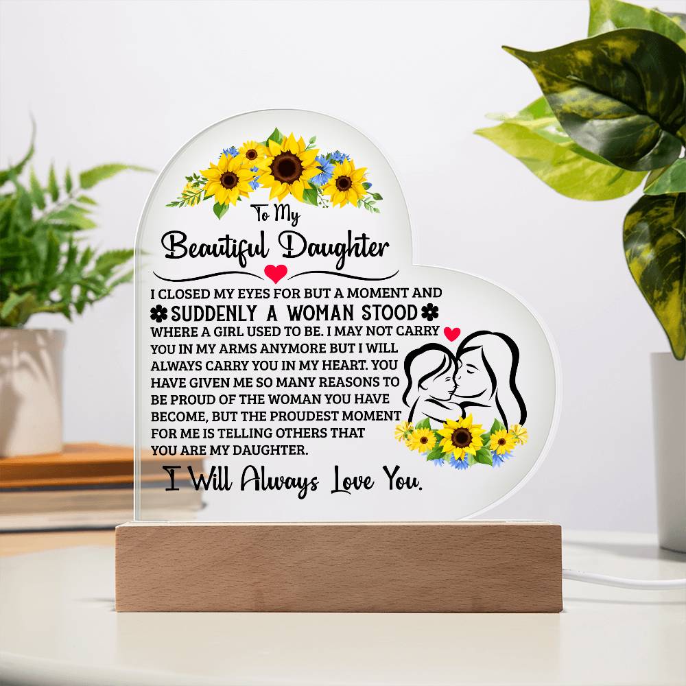To My Daughter Proud – Acrylic Heart Plaque — product image 2
