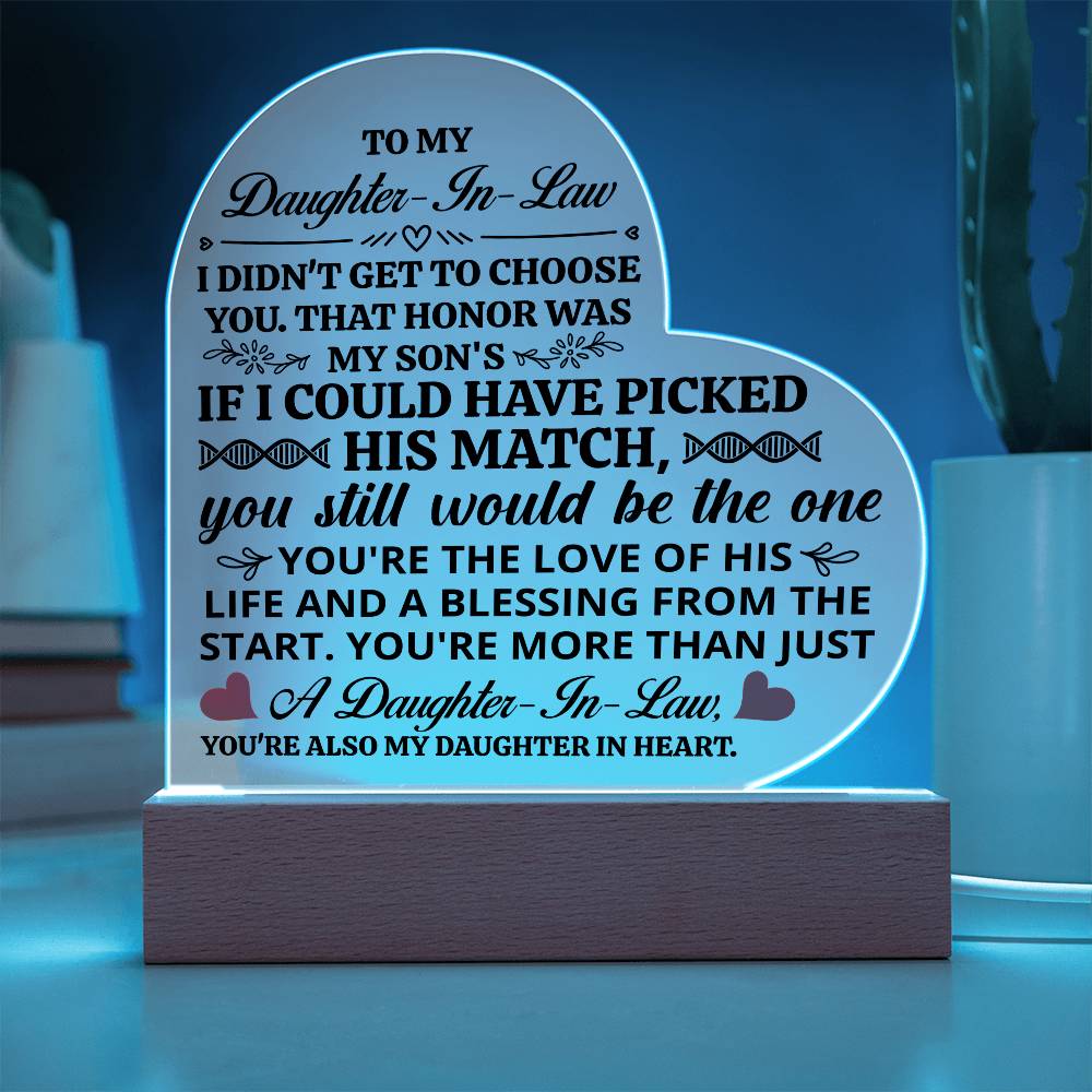 To My Daughter-in-Law Honor – Acrylic Heart Plaque — product image 3