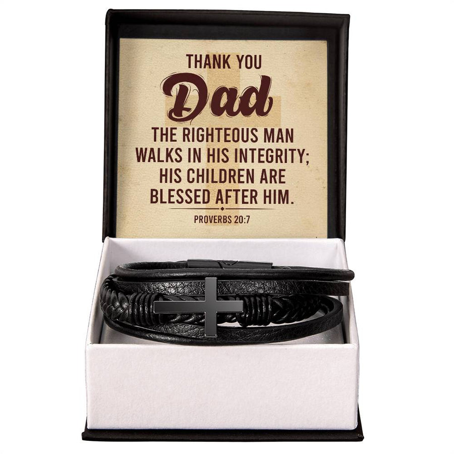 Proverbs 20:7 - Leather Cross Bracelet — product image