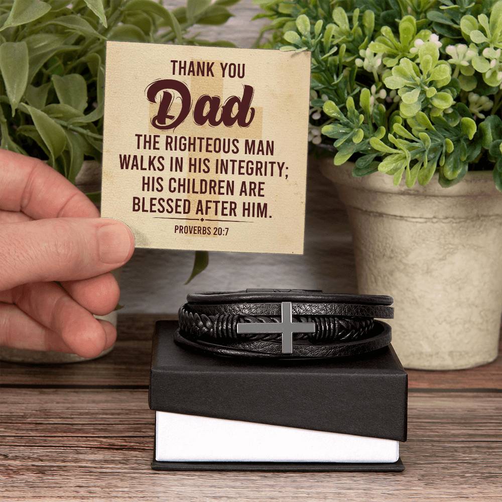 Proverbs 20:7 - Leather Cross Bracelet — product image 4