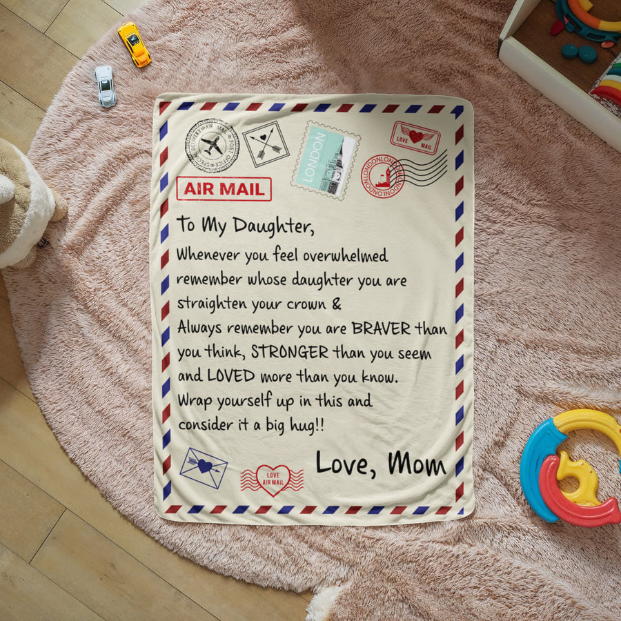 To My Daughter Braver I Love You (From Mom) – Sherpa Fleece Blanket — product image