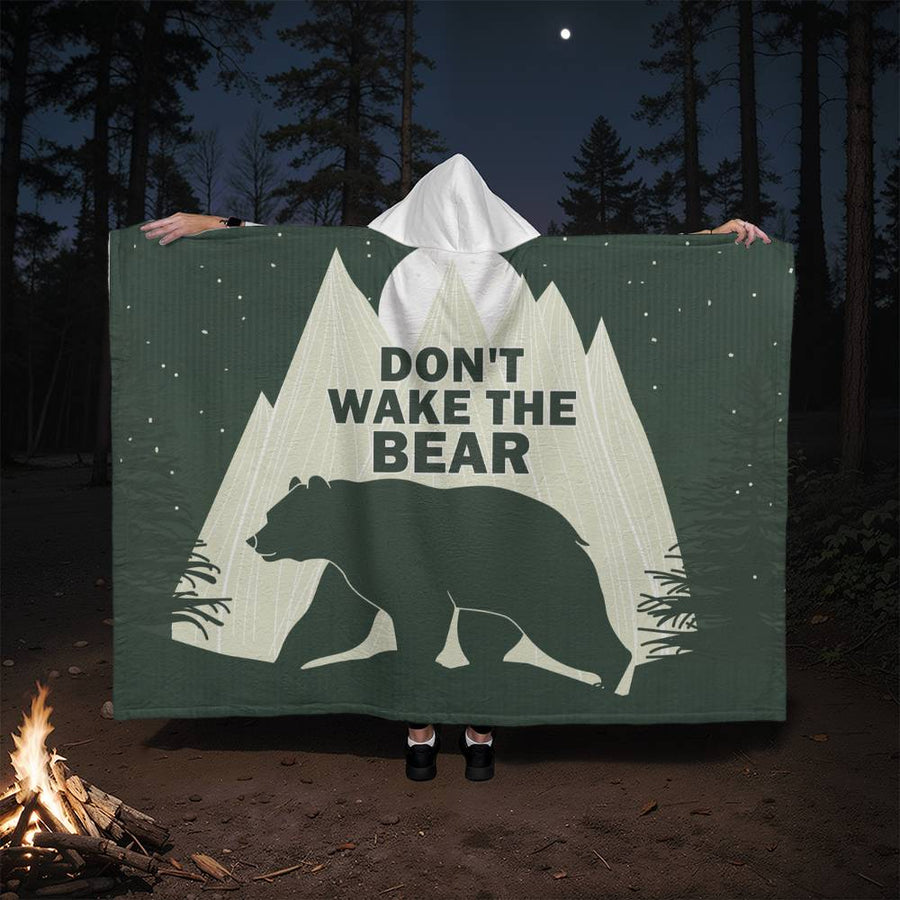 Don't Wake the Bear – Hooded Sherpa Fleece Blanket — product image
