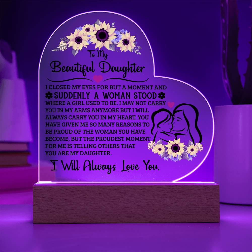 To My Daughter Proud – Acrylic Heart Plaque — product image 5