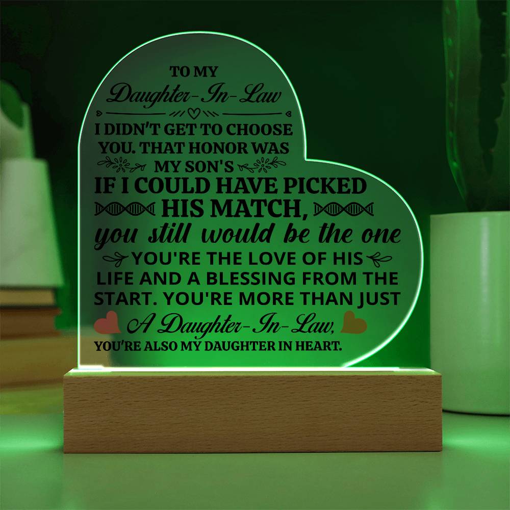 To My Daughter-in-Law Honor – Acrylic Heart Plaque — product image 5