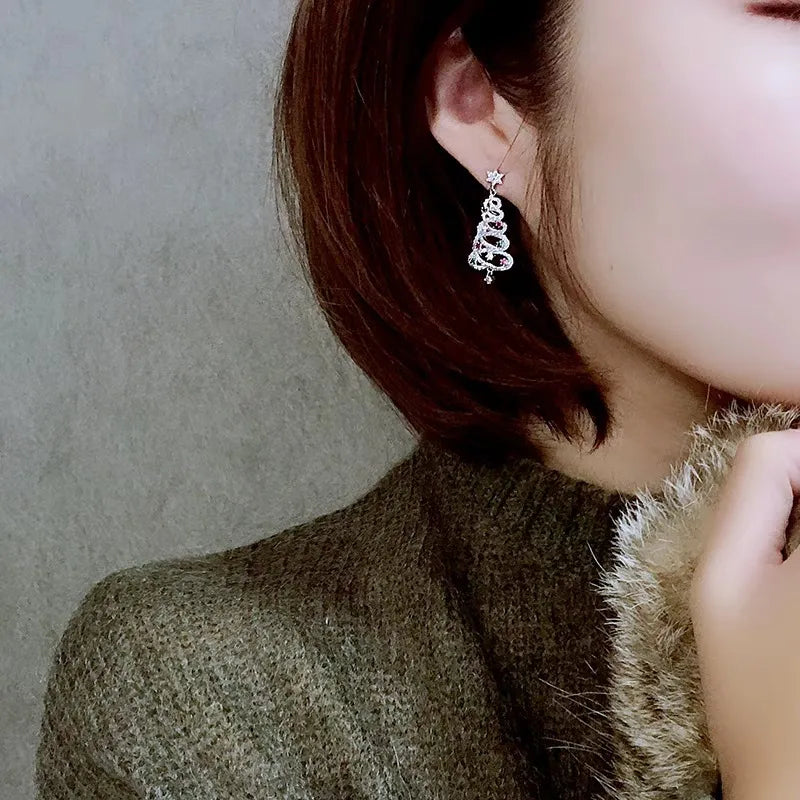Christmas Tree Rhinestone Earrings — product image 3