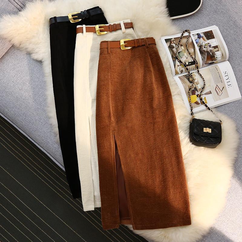 High Waist A-Line Corduroy Skirt for Women — product image