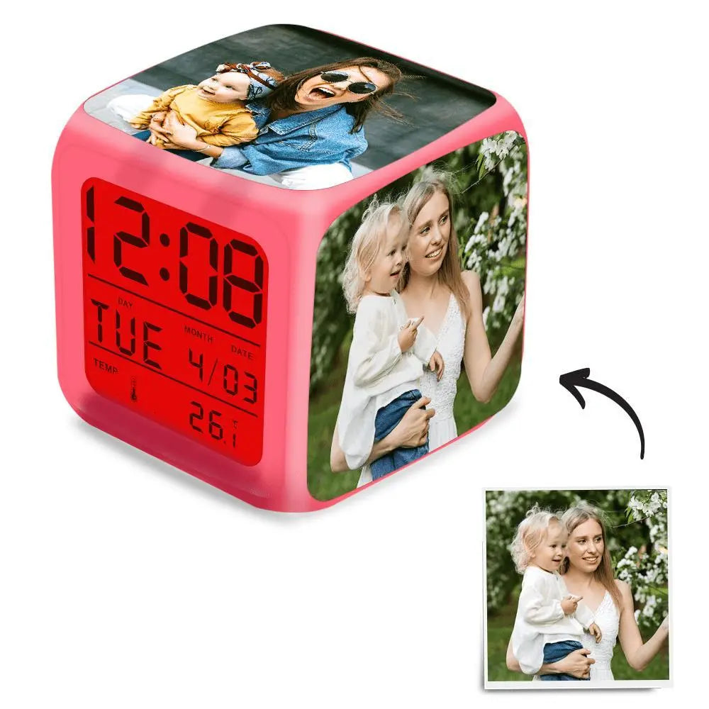 Personalized Colorful Lights Multi-Photo Alarm Clock For Bedroom — product image 7