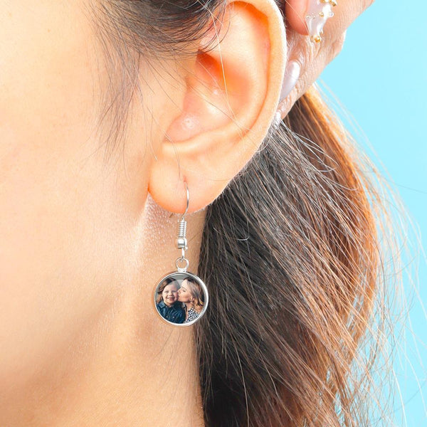 Personalized Photo Drop Earrings Two Photos Unique Jewelry For Women — product image 2