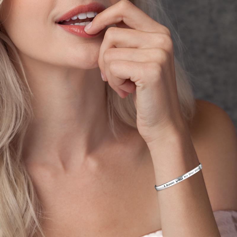 Custom Text Engraved Bangle Women's Cuff Bracelet — product image 2