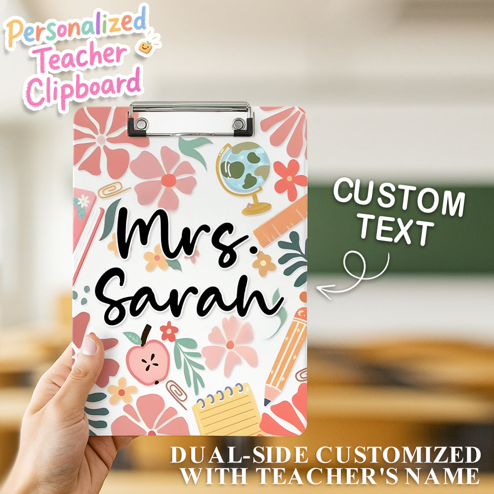 Custom Text Name Folder with Floral Stationery Design – Teacher's Day & Back to School Gift — product image