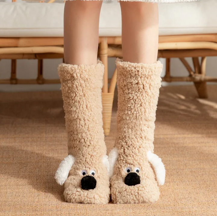 Women’s Plush Dog Socks — product image
