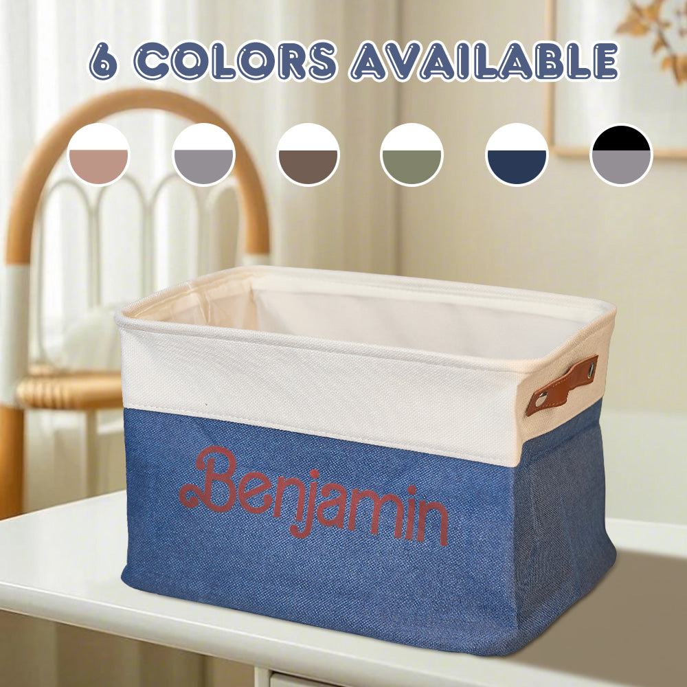 Personalized Storage Basket with Name Toy Bin Linen Organizer Gifts for Children — product image 9