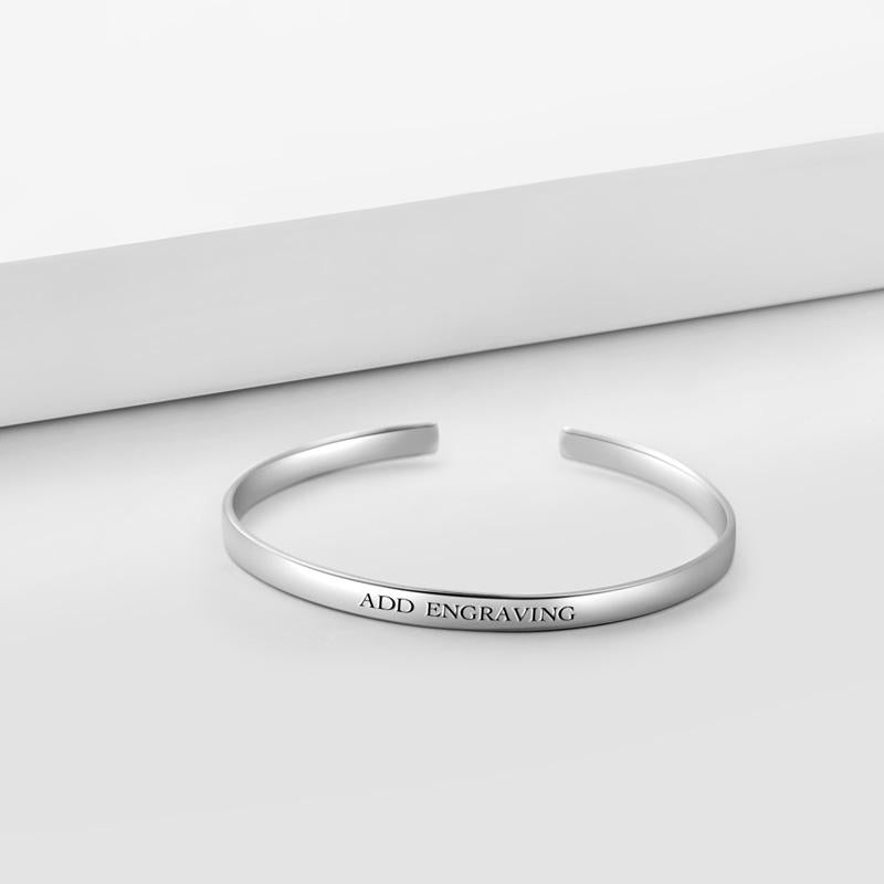 Custom Text Engraved Bangle Women's Cuff Bracelet — product image 3